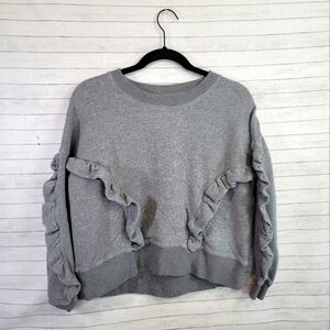 MILES FOR MADEWELL GRAY RUFFLE SWEATSHIRT, SZ XS